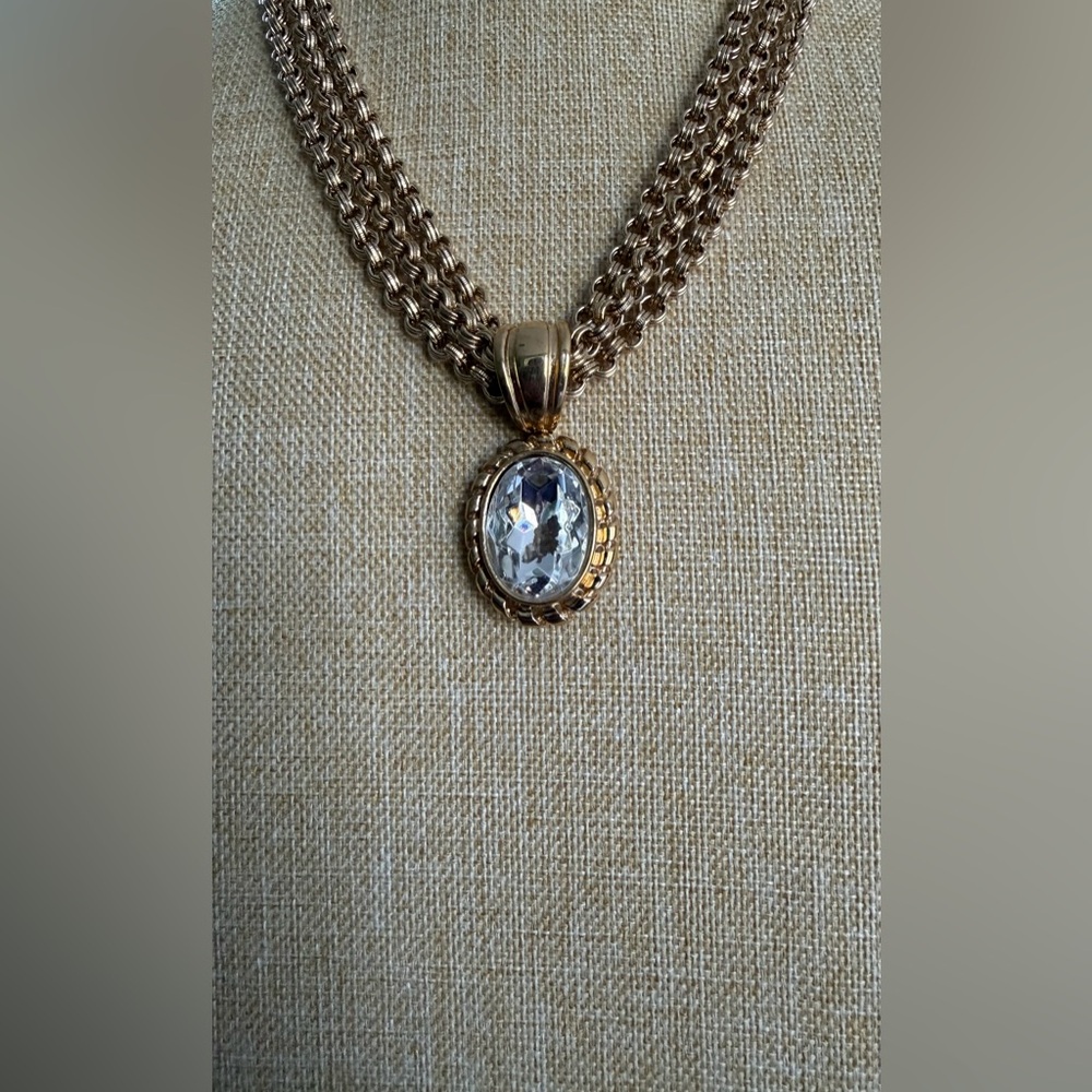 Givenchy Paris New York Vintage Multi Strand Gold-Plated and Rhinestone Necklace - Picture 14 of 17